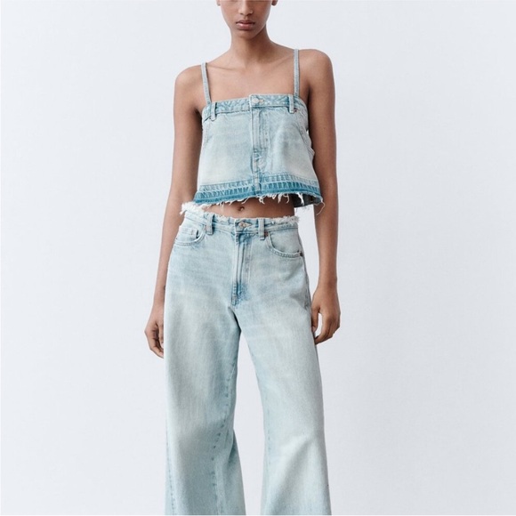 ZARA Denim Skirt Crop Top - Picture 1 of 4